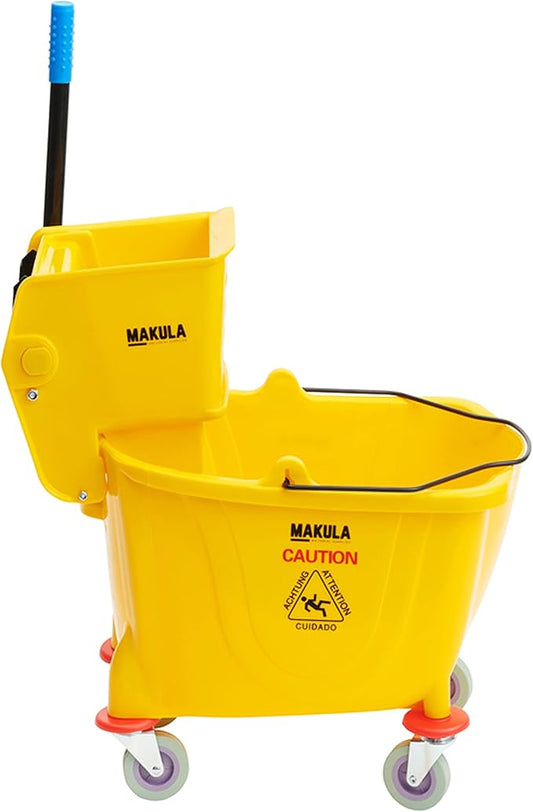 Makula 36 Qt. Yellow Plastic Mop Bucket & Side Press Wringer Combo