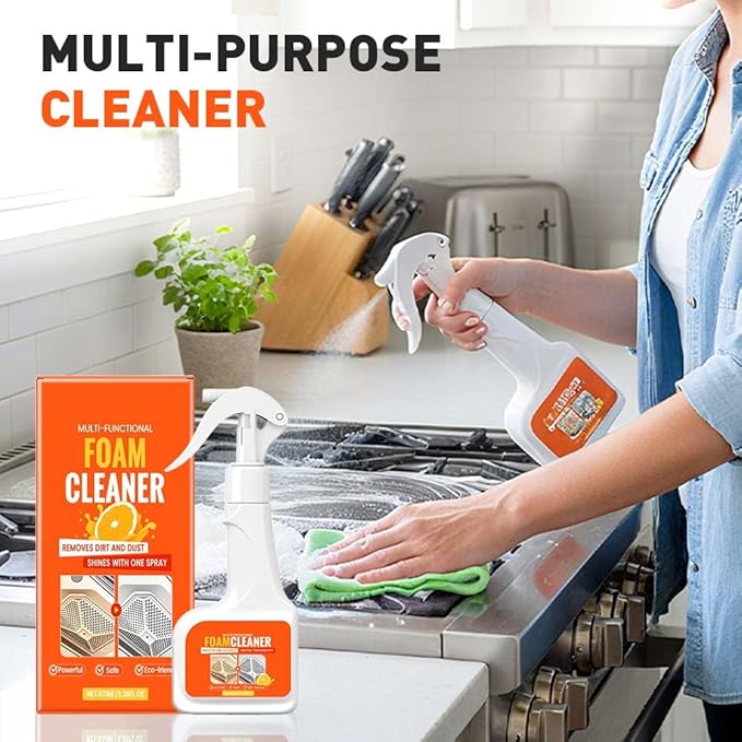 Multi-Functional Foam Cleaner, 2025 New Kitchen Cleaner, Powerful Kitchen Degreaser Spray, Multipurpose Dust Grease Remover for Pots, Pans, Countertops Appliances (1)