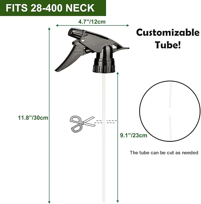 30 Pack Spray Bottle Nozzles, Heavy-Duty Stream Trigger Spray Nozzle Replacement Parts Adjustable Head Sprayer with Mist Stream Sprayer Fits 8oz /16oz Spray Bottles Round 28/400 Neck Bottles (Black)