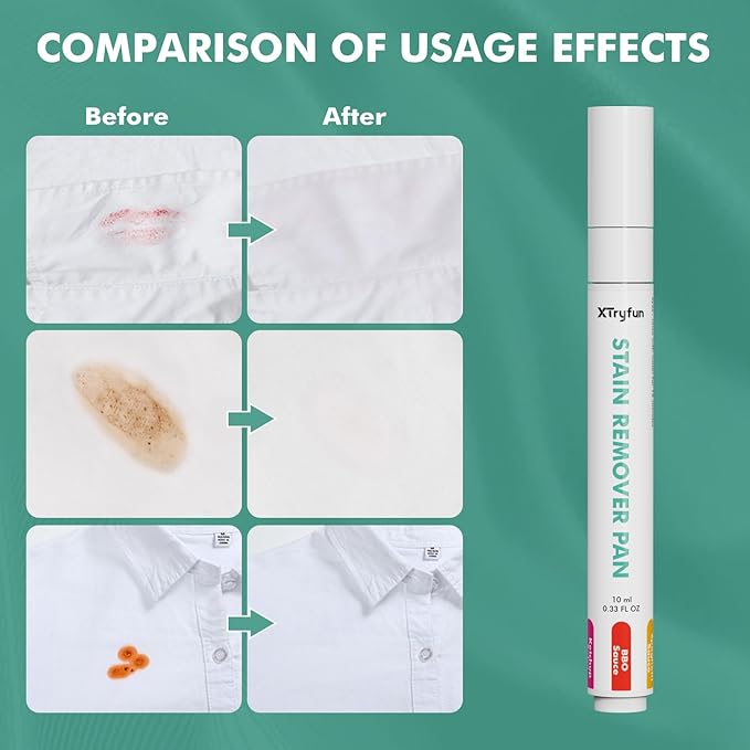 Stain Remover Pen for Clothes, Portable & Safe Stain Sticks, Instant Travel Stains Remover for Cleaning Spot, Like Juice, Food, Ketchup, Ink and Even Blood - 2 Count