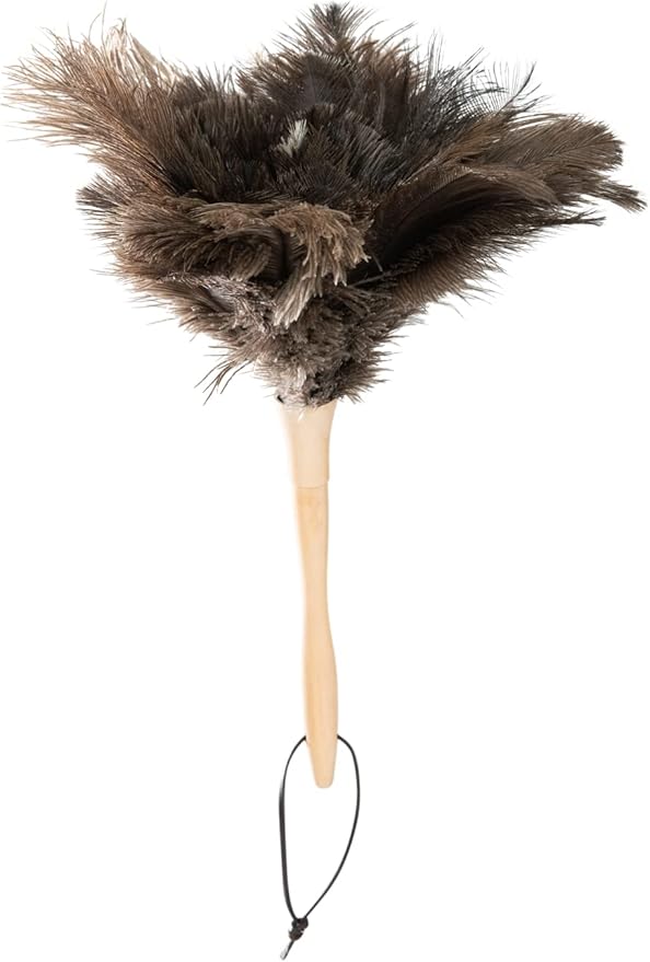 Superio Ostrich Feather Duster Fluffy Dust Remover, with Wooden Handle Reusable for Cleaning Homes, Ceilings, and Furniture (3 Pack) (1 Pack)