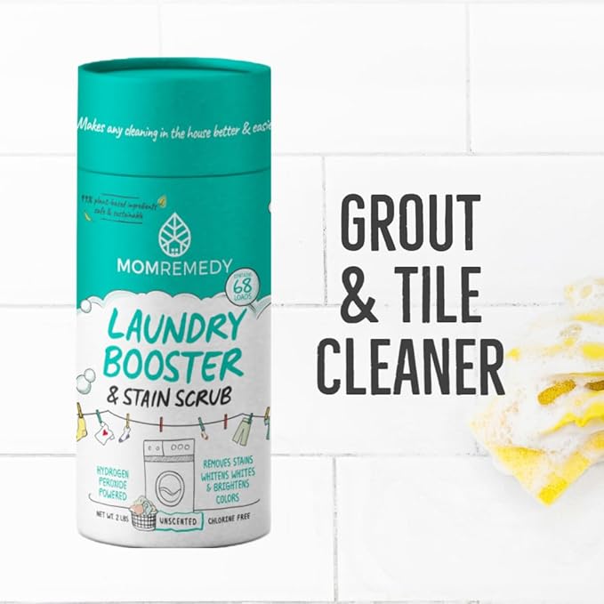 Laundry Booster and Stain Remover Scrub, MomRemedy Oxygen Whitener, Whiten Whites and Brighten Colors, Remove Stains, Household Cleaning Scrub, Chlorine Bleach Free