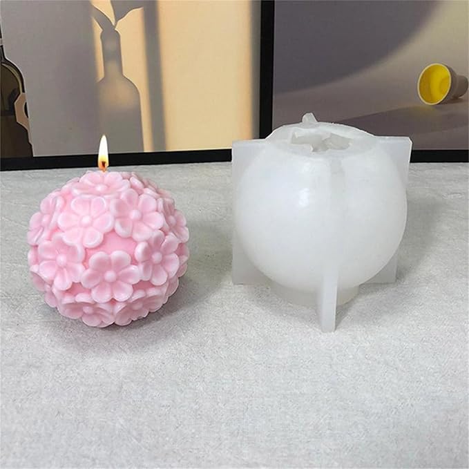 Chrysanthemum Ball Candle Soap Mold Daisy Flower Silicone Mold for Fondant,Chocolate,Candy, Bath Bomb,Epoxy Resin,Plaster, Polymer Clay