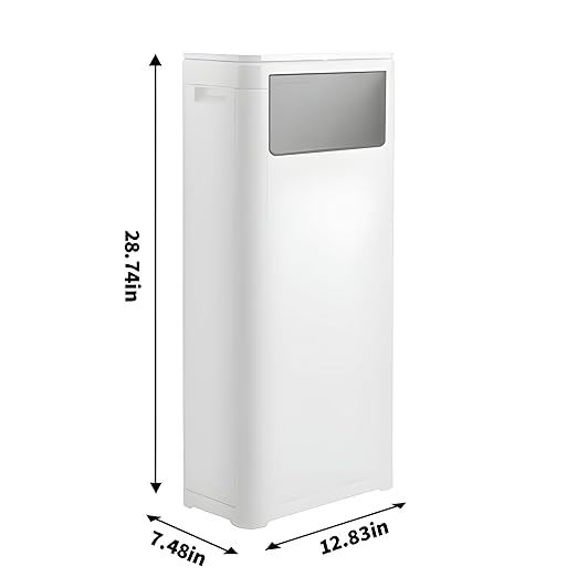 WanWanKa Trash Can with Lid, Large Tall 8 Gallon Commercial Trash Can, Plastic Waste Bin with Press top Lid, White Garbage Can Suitable for Kitchen, Bathroom, Bedroom, Living Room, Office