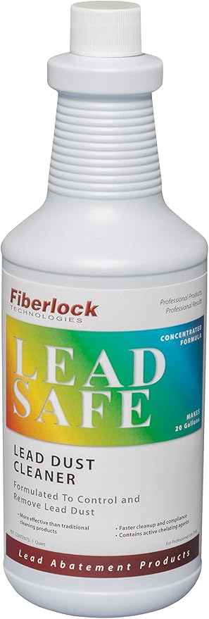 Fiberlock LeadSafe Cleaner, 1 Quart, Lead Dust Cleaner, Controls & Removes Lead Dust After Renovation, Repair, Painting or Abatement Projects, Ideal for Walls, Windows, Floors, Doors, Trim & More
