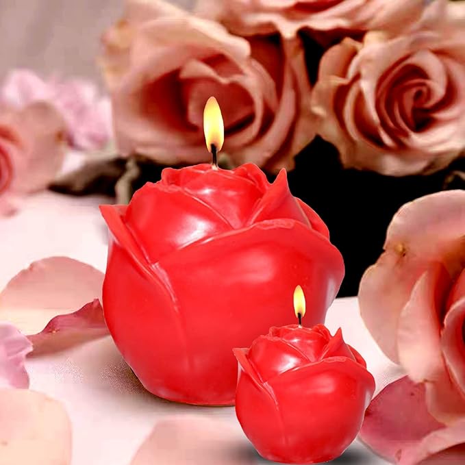 2 Pack Rose Candles Molds for Candle Making, 3D Rose Flower Silicone Molds for DIY Epoxy Resin Casting Handmade Soap Ice Valentine's Day Mother's Day Marriage Proposal Theme Home Decor