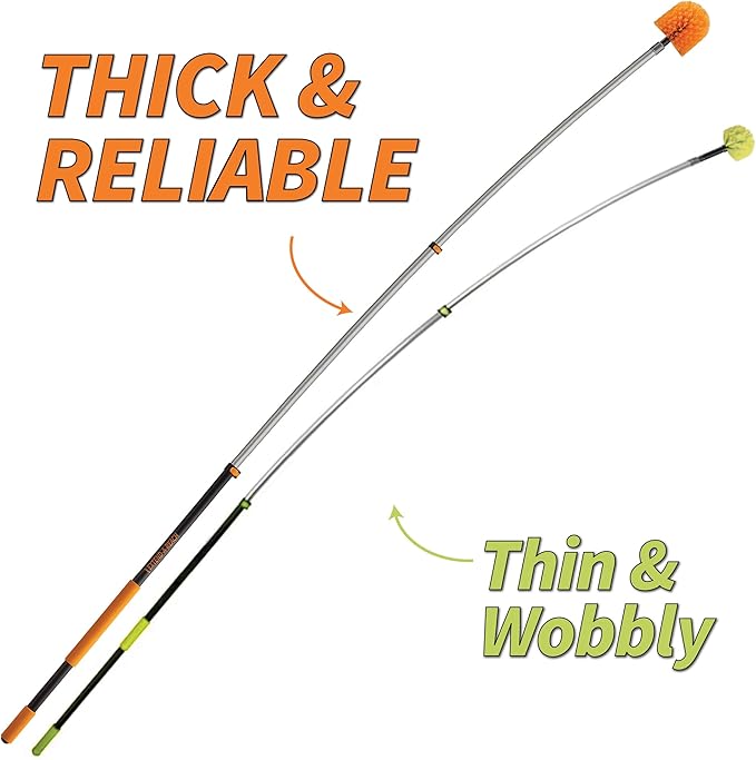 5-25 ft Cobweb Duster with Extension Pole // 30+ Foot High Reach Spider Web Cleaner Cobweb Brush for Outdoor & Indoor Web Cleaning // Lightweight & Sturdy Telescopic Pole // The Ultimate Dusting Kit