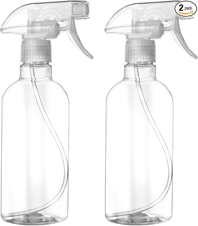 DIYSELF 2 Pack Spray Bottles for Cleaning 16 oz/500 ml Water Empty Spray Bottle Heavy Duty Plastic Clear Squirt Mist Spray Bottles for Hair Plants Pets Alcohol Lab Sprayer Bottle