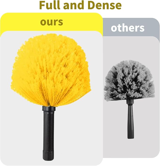 3 Pack Screw on Webster Cobweb Duster Head for Pole,Spider Web Remover Brush, Cobweb Duster Head Attachment,Fits Standard 3/4 inch Threaded Poles (3, Yellow)