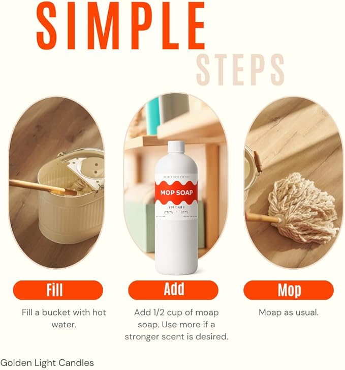 Mop Soap – Highly Scented Luxury Floor Cleaner Concentrate – Volcano Scent, Leaves Floors Shiny Without Residue – Multi-Surface Floor Mopping Solution, Made in USA, 32 oz