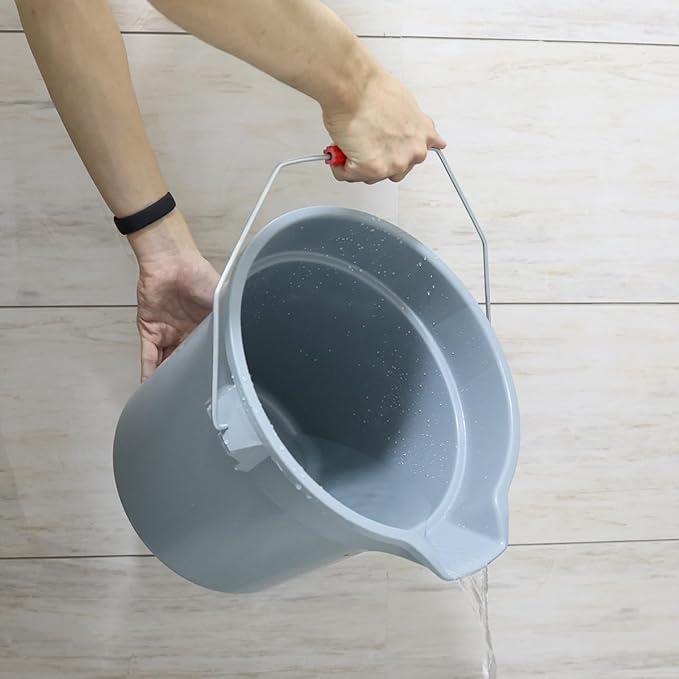 Obstnny 14 Quart Round Cleaning Bucket with Handle, 6 Pack Plastic Heavy Duty Utility Bucket Pail