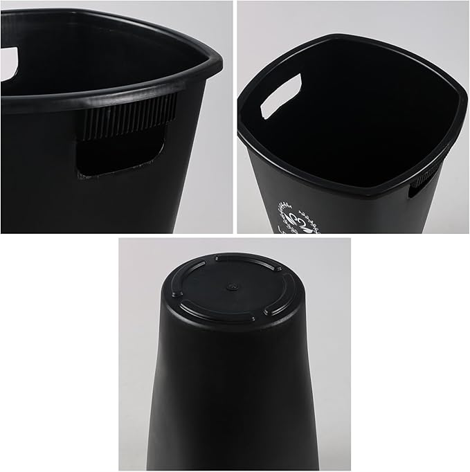 16 Inch Tall Flower Buckets Set with Cutout Handle, Set of 4 Plastic Floral Vase Bucket for Cut Flowers Home Wedding Decoration, Black