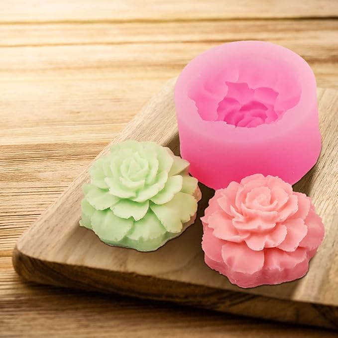 3D Carnation Candle Mold Flower Silicone Mold for Soap, Fondant, Cake Decorating, Chocolate, Candy,Ploymer Clay, Mother's Day Gift