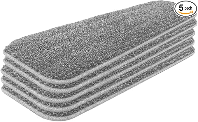 Microfiber Replacement Mop Pads 16.5''x5.5'' Compatible with Most Reveal Mop, 5 Packs Reusable Wet/Dry Floor Cleaning and Scrubbing Mops Refill Fit 14” to 16” Spray Mop Heads