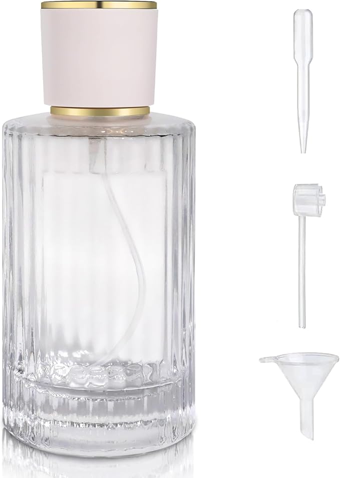 100ml/3.4 Oz Glass Spray Bottle Perfume Atomizer,Refillable Perfume Spray Bottle Perfume Bottles Empty with 3 Kinds of Perfume Dispenser (Round 100ml)