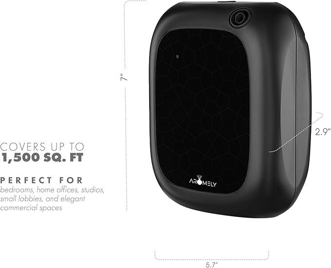 Aromely Smart Bluetooth Nebulizing Aromatherapy Scent Diffuser, Essential Oil Diffuser for Home, Spa & Office, Waterless Aroma Diffuser, App Controlled Perfect Air Freshener up to 1,500 SQFT - Black