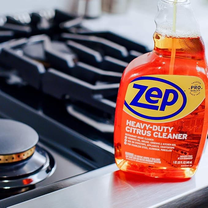 Zep Heavy-Duty Citrus Degreaser and Cleaner - 24 oz (Case of 2) ECZUCIT242 - Restaurant Grade, Removes Oil, Grease, Adhesive, and Kitchen Soil on Stovetops, Appliances