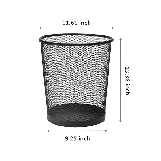 Black Mesh Trash Cans, 20 Pack 6 Gal Mesh Office Trash Can, Round Open Metal Wire Wastebaskets, Waste Basket Trash Can for Near Desk,Recycling Garbage Container Bin for Office,Home,School