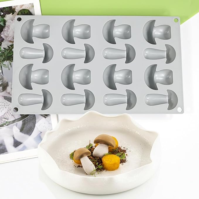 mostsom Silicone Mushroom Molds Nonstick Baking Pan Silicone Molds for Chocolate, Candy, Jelly, Ice Cube, Muffin (Mushroom N_11.92x7x0.88inch)