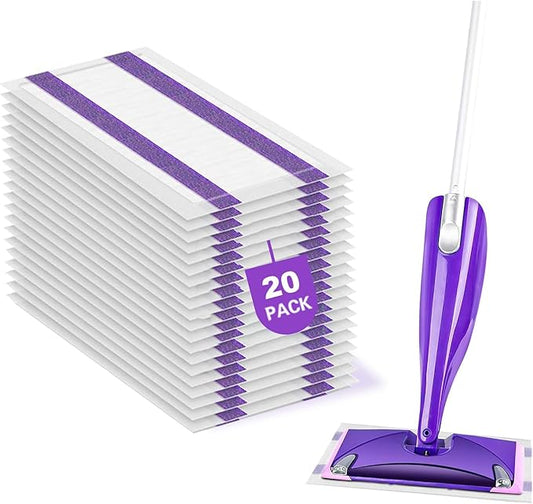20 Count Disposable Mop Pads Refills for Wet Jet Spray Mops, Wet Jet Mopping Pads for All Purpose Multi Surface Hardwood Floor Cleaning, 4 Layers Thickened and Super Absorbent.