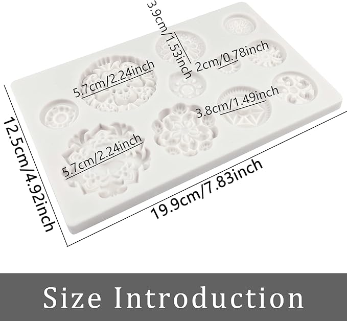 Baroque Gemstone Fondant Molds - Embossed Cupcake Decorating Molds for Wedding Dessert Setting, Sugar Craft, Cookies, Gum, Flower Paste, Marzipan, Polymer Clay, Epoxy