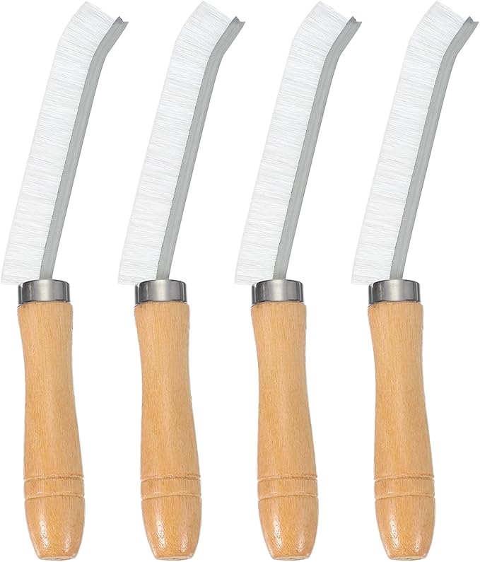 uxcell 4pcs Crevice Cleaning Brush, 8.6 Inch Hard Bristle Cleaning Brush Bathroom Cleaning Tools for Corner, Window, Faucets, White