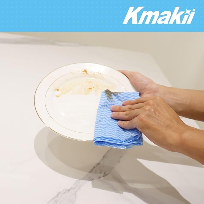 KMAKII Handi Wipe Reusable Cloths - Multi-Purpose Cleaning Cloths and Towels, Absorbent, Quick-Dry, Durable Wipes for Kitchen and Home, Blue, 11.8 x 21 inches, Pack of 40