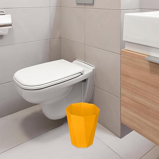 ZXJ Small Trash Can - 1.8 Gallon - Yellow - Waste Basket - Garbage Bin Bathroom,Kitchen,Office,Dormitory,Camping,Kids Room