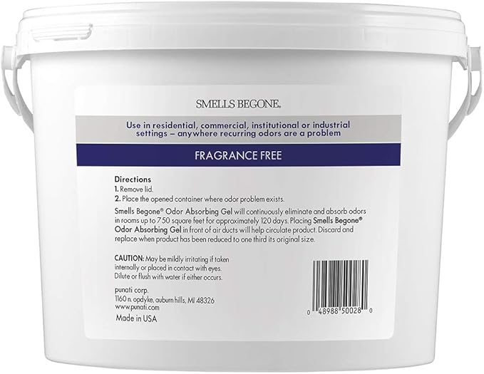 SMELLS BEGONE 1-Gallon Odor Absorber Gel - Air Freshener & Odor Eliminator for Homes, Garages & Commercial Buildings - Industrial Size - Fragrance Free
