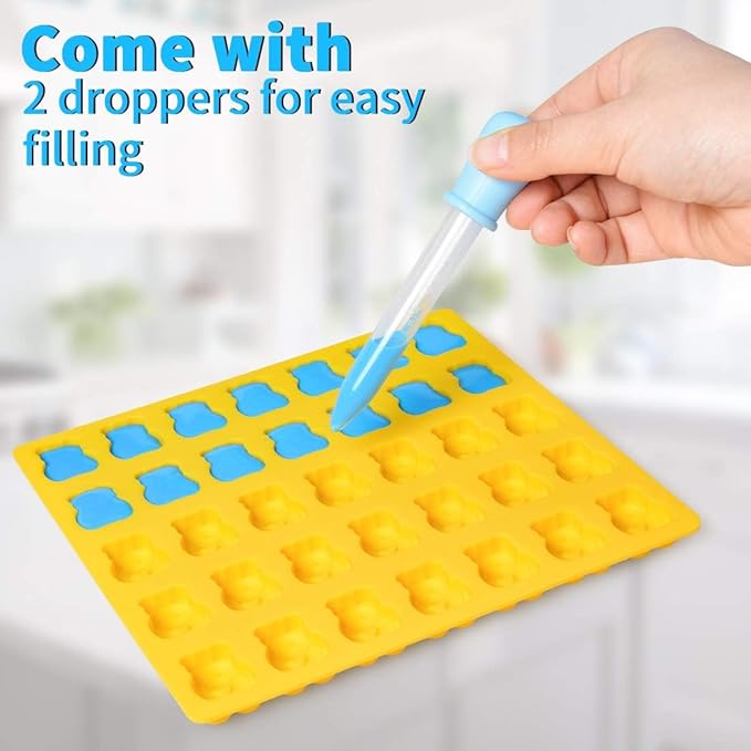 CAKETIME Gummy Bear Molds Candy Molds - 1 Inch Gummy Molds Bear Large Chocolate Molds Silicone 4 Pack LFGB Pinch Test Approved Best Food Grade Silicone