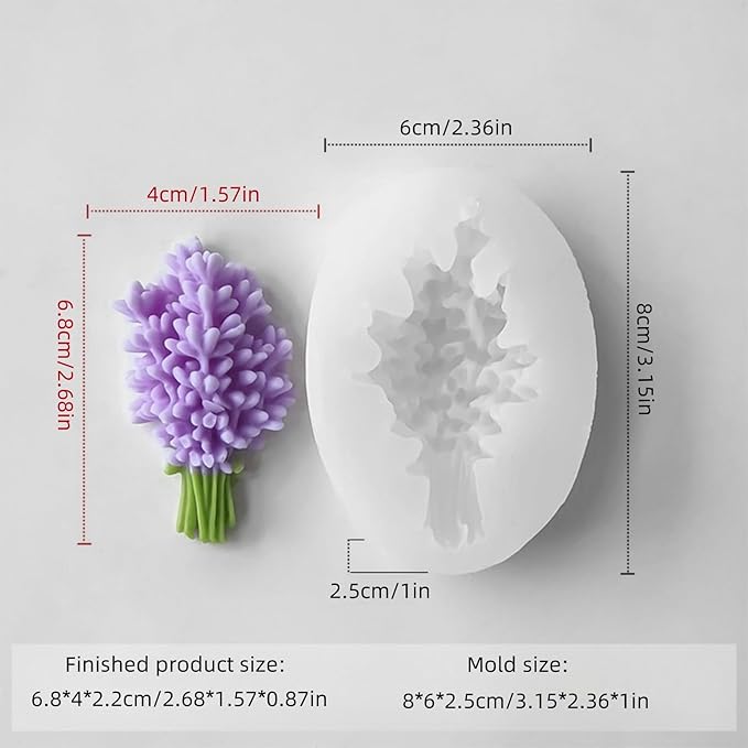 3D Flower Bouquet Candle Soap Silicone Molds Fondant Chocolate Candy Cake Decorating Mould Resin Clay Baking Pastry Tools (Lavender)