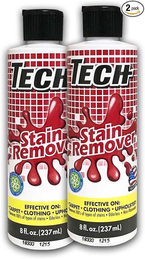 TECH Multi-Purpose Stain Remover, 8 oz-2 pk, For Carpet, Clothes, Upholstery, and Other Fabrics