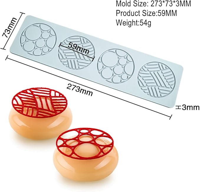 TUKE Silicone Molds for Baking Rectangle Geometry Ring Hollow 3D Fondant Molds Chocolate Molds Non-stick Polymer Clay Molds for Baking, Soap,Cake Decoration Cake Mold (Geometry I_10.92x2.92x0.12inch)