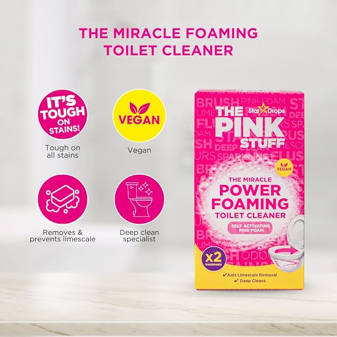 Stardrops - The Pink Stuff - The Miracle Power Foaming Toilet Cleaner - 2 Treatments - Self Activating Pink Foam Pack of 1 (7 Ounce)