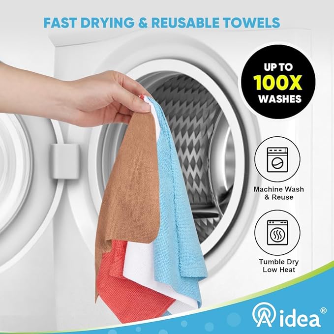 AIDEA Microfiber Cleaning Cloth Roll, 50PK, Reusable Paper Towels Tear Away Cloth, Microfiber Towels Washable Shop Rags, Lint Free Cleaning Rags for House, Kitchen, Window, 11.5"×11.5", Coffee
