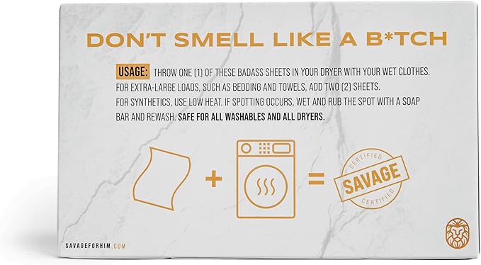 Laundry Fabric Softener Dryer Sheets for Men - Premium Scented Dyer Sheets - Warrior Scent - No Plastic Jug - Compact & Travel-Friendly - 40 Sheets