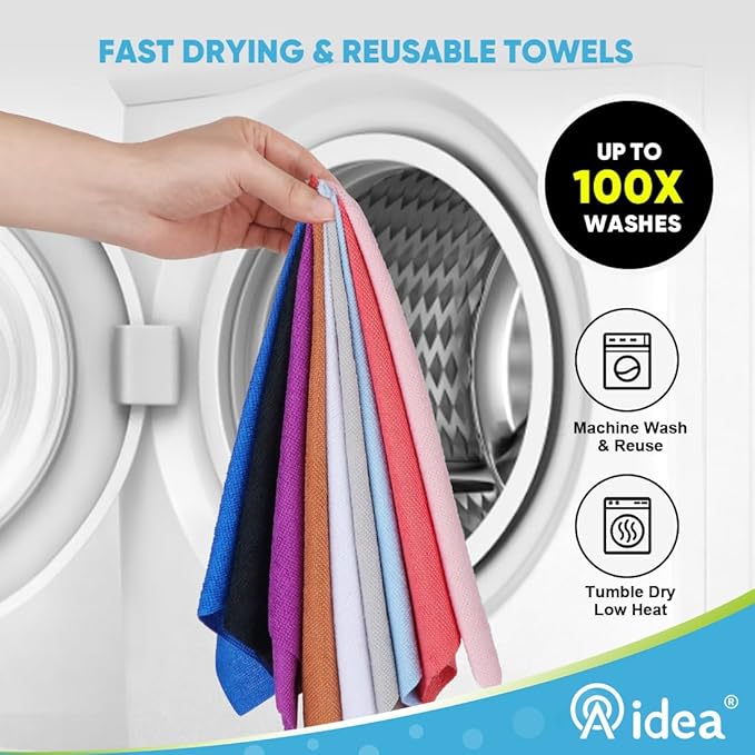 AIDEA Microfiber Cleaning Cloth Roll, 75PK, Reusable Paper Towels Tear Away Cloth, Microfiber Towels Washable Shop Rags, Lint Free Cleaning Rags for House, Kitchen, Window, 11.5"×11.5", Coffee