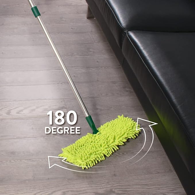 Pine-Sol Telescopic Microfiber Dry/Wet Mop – Dust Mopping for Cleaning Hardwood Floors, Tile, Laminate | Swivel Sweeper with Washable Pad and Extendable Metal Handle