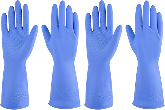 Rubber gloves dishwashing 2 or 4 Pairs for Kitchen,Cleaning gloves for household Reuseable.