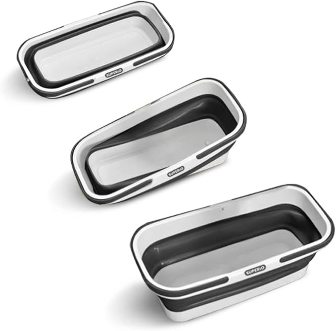 Superio Fold N' Go Mop Buckets with Wheels 2-Pack - Collapsible Cleaning Bucket, 10L, Portable Water Pail for Home, Car, and Outdoor Use