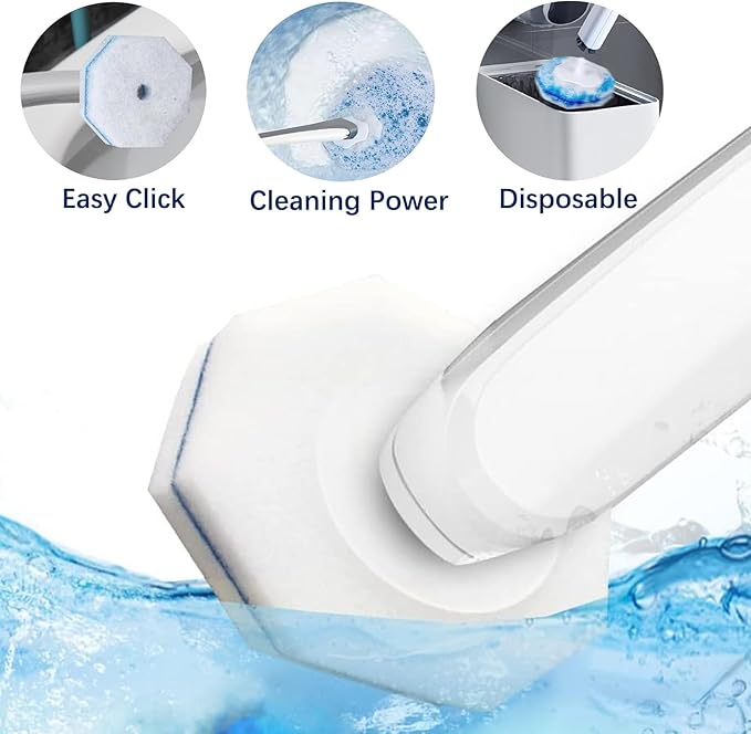 Disposable Toilet Bowl Wand Refills Compatible with Cloro x, Toilets Cleaning Wand Refill 40 PCS, Upgraded Disposable Sponge Bowl Cleaning Heads for Bathroomfor and Bathroom