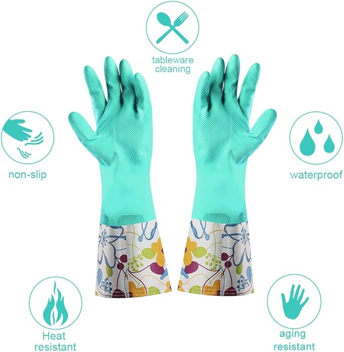 Dishwashing Rubber Gloves 3 Pairs, Aixingyun Non-Slip Household Laundry Kitchen Cleaning Gloves, Reusable PU Waterproof Latex Gloves Gift for Mom (Large, 3 Pairs)