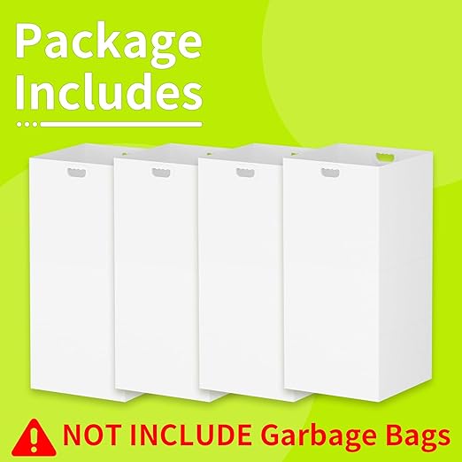 13 Gallon Disposable Trash Cans for Parties, 4 Pack Extra Large Portable Trash Can White Pop Up Trash Cans Bin, Recycle Collapsible Garbage Can Bins for Party Kitchen Camping Trash Can
