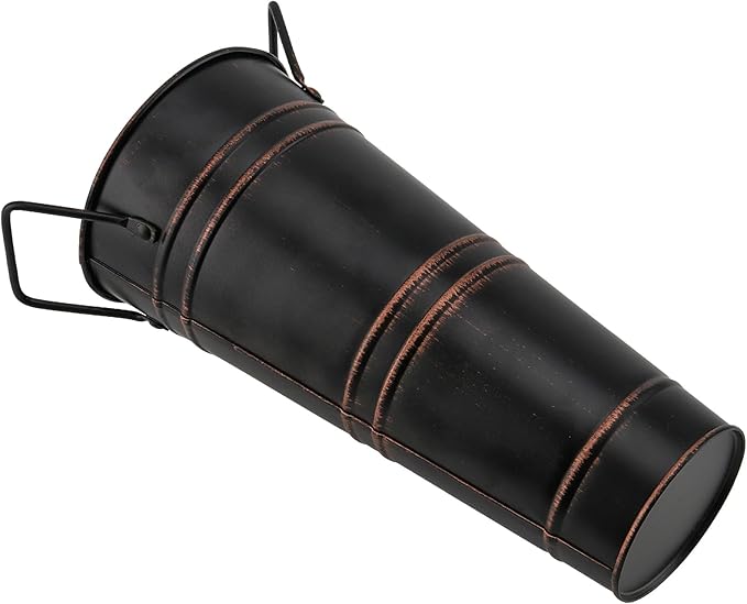 8 Pack 9 Inch Tall Galvanized Flower Bucket, Black Farmhouse French Flower Bucket with Handle, Small Rustic Buckets Vintage Metal Vases for Flower, Centerpieces, Floral Wedding Arrangements