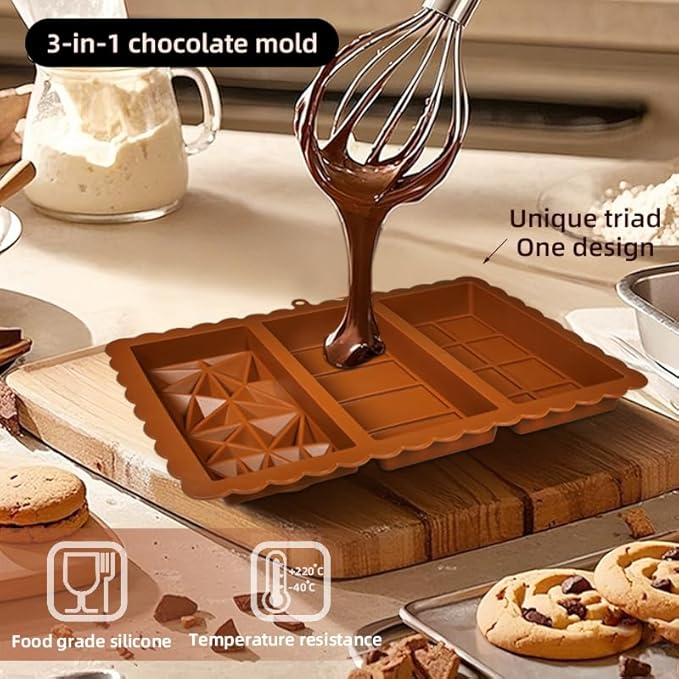 2-Pack 1 Inch Deep Large Silicone Chocolate Bar Molds with Scraper - Extra Deep & Thick Pistachio Chocolate Molds for and DIY Dubai Knafeh Chocolate