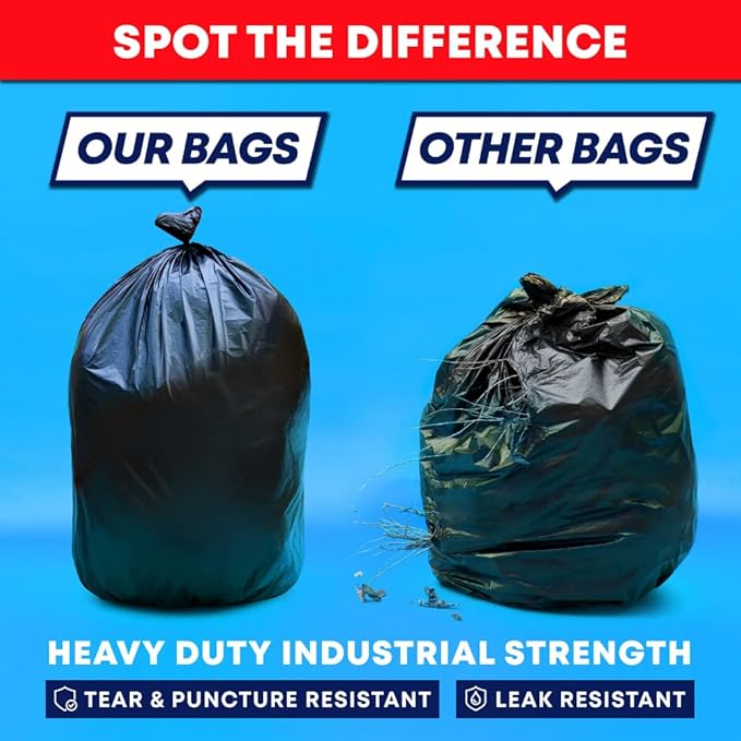Veska 30-33 Gallon Trash Bags Heavy Duty | 250 Bags Mega-ValuePack | Black Large Trash Bags 30 Gallon - 32 Gallon - 33 Gallon.
