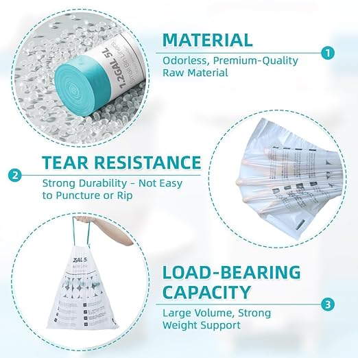 OKKEAI 1.2 Gallon Mini Drawstring Trash Bags, Small Bathroom Garbage Bags 5L – Leak-Proof Tear-Resistant Wastebasket Liners for Bathroom, Office 70 Count