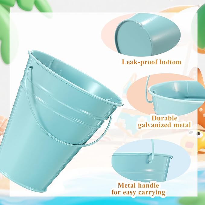 Sadnyy 24 Pack Colored Small Metal Buckets with Handle, 4.5 x 5.1 Inch Mini Galvanized Tin Bucket for Back to School Classrooms Crafts Pencil Holder Boho Wedding Birthday Party Favor Decoration