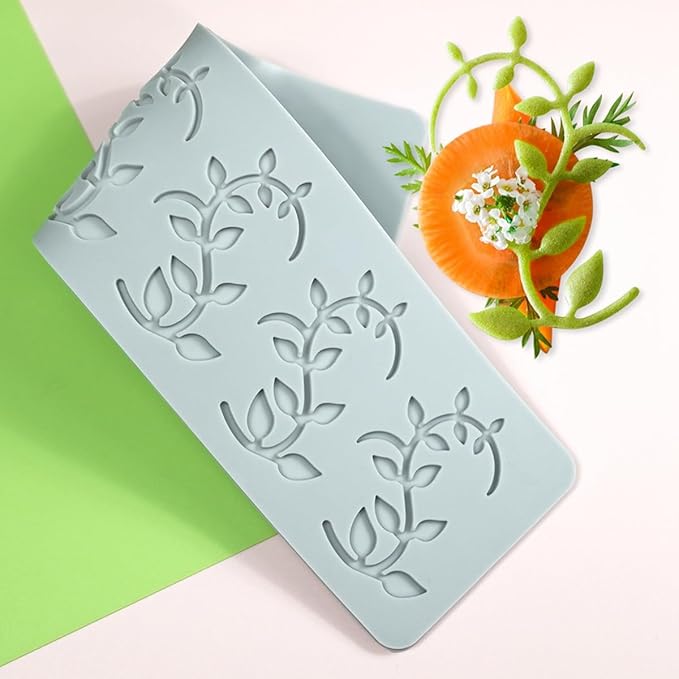 TUKE Tuile Molds Silicone Curved Leaf Silicone Hollow Mold Candy Mold Lace Mat for Cake Sugar Craft Decoration Chocolate Fondant Tuille Paste Baking Gummy Mould (Curved Leaf_9.6x2.64x0.12inch)