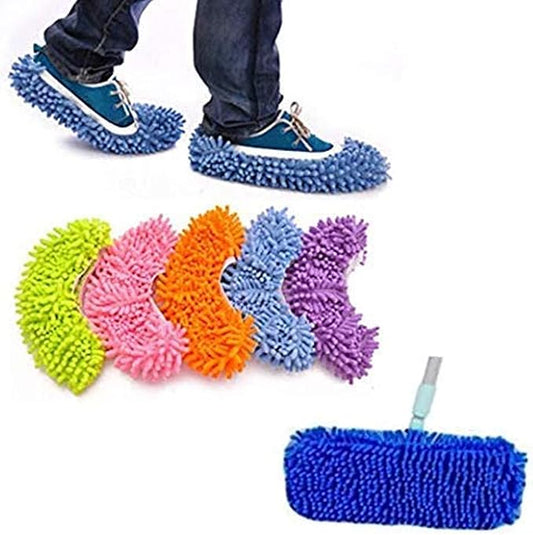5 Pairs (10 Pieces) Multi-Function Dust Duster Mop Slippers Shoes Cover, Soft Washable Reusable Microfiber Foot Socks Floor Cleaning Tools Shoe Cover